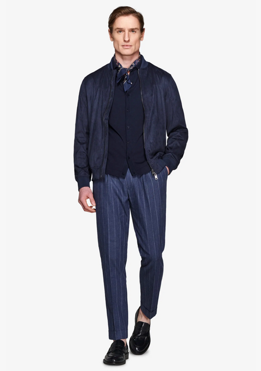 Blousonjacke aus marineblauem Ecosuede