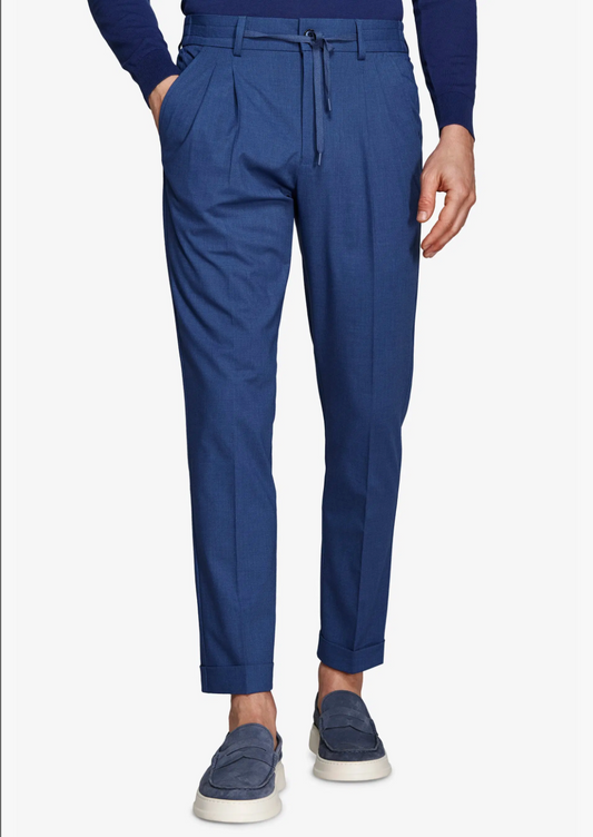Königsblaue Melange-Jogpants mit Kordelzug