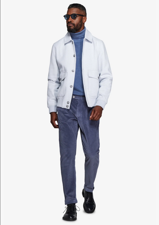 Jacke Milan  aus hellblauer Fischgrätflanell